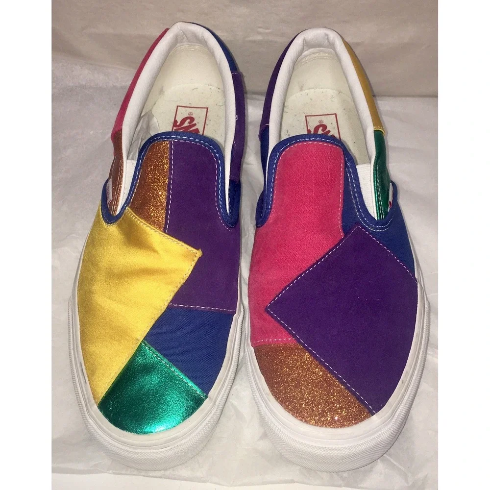 Vans Mardi Gras Patchwork Pride Slip On Colorblock Sneakers Mens 11.5,Women 13